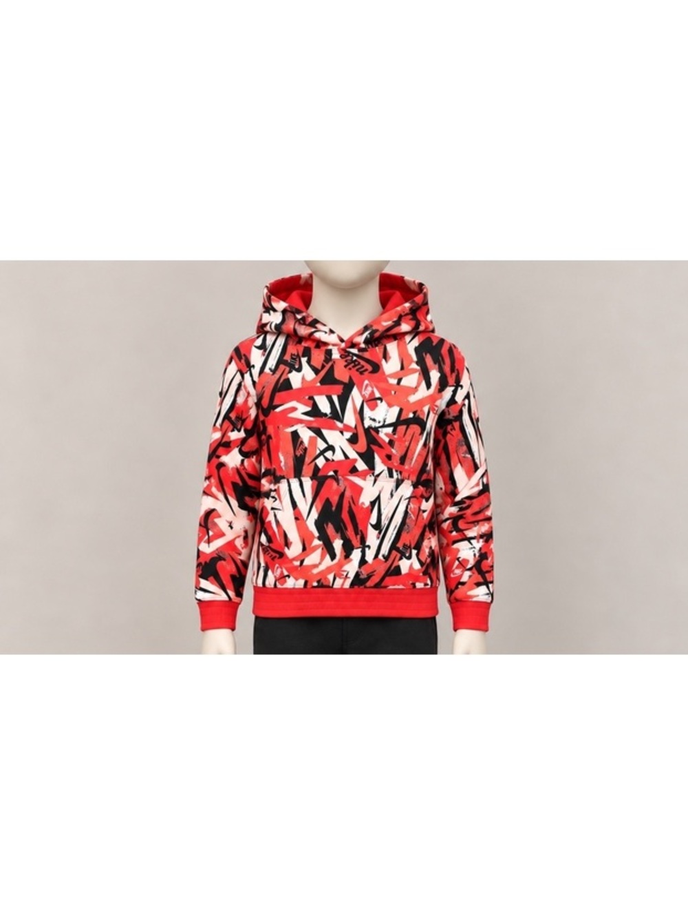Nike Youth L 12–13 All Over Print Pullover Hoodie Pink Red Black Swoosh